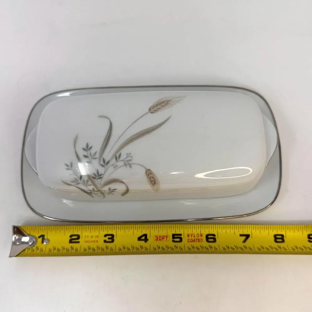 Vintage Zylstra Bountiful Covered Butter Dish Japan Fine China Platinum Wheat